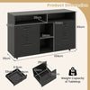 File Cabinet Mobile Lateral Filing Storage Organizer with Lock-Black
