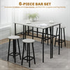 6-Piece Industrial Bar Table Set, 2 Breakfast Tables with 4 Stools Grey