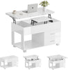 High Gloss 4 in 1 Lift Top Coffee Table Storage Dining Table Drawer Living Room
