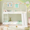 190 x 90 cm Low Bunk Bed Frame House Bunk Bed with Slide-White