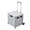 FOLDING SHOPPING CART PLASTIC CRATE TROLLEY STORAGE BOX WHEELS BOOT WITH LID 45L
