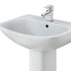 Bathroom 545mm Wash Basin & Full Pedestal 1 Tap Hole White Ceramic Modern Sink