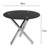 Chrome Cross X Legs Round Black Top Glass Dining Table Office Kitchen Furniture