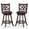 2Pcs Bar Stools Swivel Counter Height Bar Pub Stools Set w/Cushioned Seat 24"