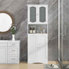 Tempered Glass Door Pantry Cabinet Tall Storage Cabinet-White