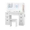 White Dressing Table LED Mirror 7 Drawers Stool Vanity Makeup Desk Set Bedroom