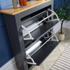 2 Door Shoe Cabinet Graphite Grey Oak Hallway Storage Cupboard