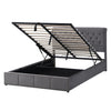 Ottoman Bed Frame 6 FT Super King Fabric Upholstered Gas Lift Storage Bed Grey