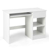 Wooden Computer Desk with Pull-out Keyboard Tray & Adjustable Storage Shelves