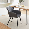 Set of 2 Faux Leather Dining Chairs Diamond Seat with Hole Design Modern Chair