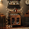 Retro Storage Cabinet Sideboard and Buffet Table with Wine Holder Cupboard