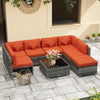 8 Pieces Patio Rattan Sofa Set Outdoor Garden Furniture Set Orange