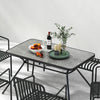 125 x 75 cm Patio Dining Table Outdoor Heavy-duty Metal Table w/ Umbrella Hole