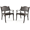 2 Pcs Cast Aluminum Patio Dining Chairs Set Heavy Duty Metal Bistro Chairs