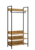 Clothes Rail Rack Garment Hanging Stand Shoe Storage Shelf Open Wardrobe Oak