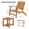 3 Piece Wooden Garden Bistro Set Acacia Wood Table Rattan Chairs Patio Furniture