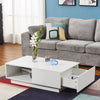 Wooden Coffee Table with Storage Drawer Shelf Sofa Side End Table with LED Light