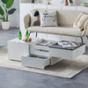 Coffee Table High Gloss Rectangular Living RoomFurniture 3Drawers Hidden Storage