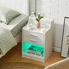 LED Bedside Table with Charging Station Side Table End Table Bedside Cupboard