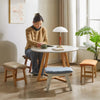 Small Footstool Chair Stool Rectangle Footrest Padded Rest Seat Pouffe Wood Legs