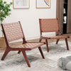 Set of 2 Woven Leather Accent Chair Modern Lounge Chair Armless Side Chair