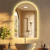 LED Arch Bathroom Wall Mirror with Lights,Temperature Date Time Vanity HD Glass