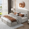 Upholstered Bed Ottoman Bed Frame Grey Fabric 4ft6 Double Bed Frame With Storage