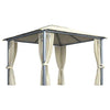 Gazebo with Curtain & LED String Lights 3x3 m Cream Aluminium