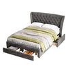DOUBLE BED WITH STORAGE VELVET UPHOLSTERED BED FRAME WITH HEADBOARD, 4 DRAWERS