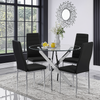 100cm Round Glass 4 Seater Dining Table and Chairs for Kitchen & Dining Room