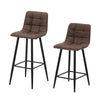2 x Grey Brown Faux Leather PU Sauqre Bar Stools Pub Chair Stool Padded Seats
