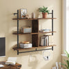 3 Tier Floating Shelving Bookshelf with Hooks for Living Room Kitchen Balcony UK