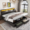 Super King Size Bed, 6ft Upholstered Ottoman Bed Frame with Storage Headboard