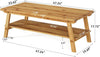Solid Wood Coffee Table, 47-Inch Rustic Rectangle Center Table for Living Room