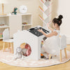 Kids Table and Chair Set Children Wooden Children Activity Desk W/ Chalkboards