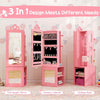 3-in-1 Jewelry Storage Organizer with Full Length Dress-up Mirror-Pink
