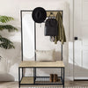 Modern Mirror Metal Coat Rack Stand with Shoe Storage Hallway Furniture 8 Hooks