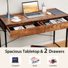 Computer Desk Wooden PC Laptop Table Writing Workstation with 2 Drawers