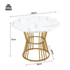 Round Dining Table & Chairs Set 4, Table with Marble Pattern Top + Grey Chairs