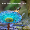 30'' Height Flower Glass Bird Bath w/ Metal Stake Outdoor Garden Yard Birdbath