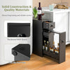 Bathroom Floor Storage Cabinet Wooden Entryway Storage Cabinet w/ Drawer Black