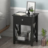 Retro Vintage Sofa Side Stand Table Bedside Cabinet Nightstand One Drawer Shelf