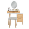 Dressing Table Vanity Set with Dimmable LED Light Mirror Stool Cabinet Wood