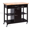 Utility Wooden Movable Kitchen Storage Trolley Cart Cupboard W/ Rolling Wheels