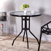 Large 120CM Glass Top Garden Dining Table Parasol Hole Bistro Outdoor Furniture