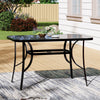 Rectangle Garden Patio Dining Table Outdoor Glass Top Bistro Table Metal Frame