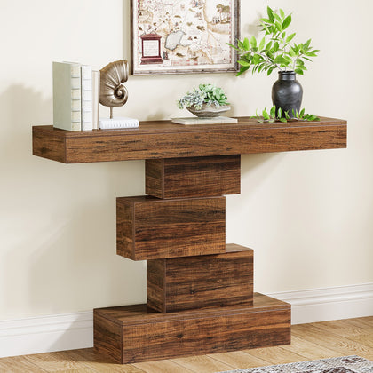 108CM Console Table,Industrial Narrow Wood Sofa Table Behind Couch Hallway Table