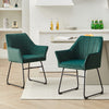 2PC Green Dining Chair Velvet Padded Seat Dining Room Kitchen Chair Modern
