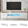 200cm All High Gloss White TV Stand Cabinet Unit Storage with RGB LED Cupboard