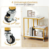 Small Sofa Couch Side Table with Lockable Casters-White